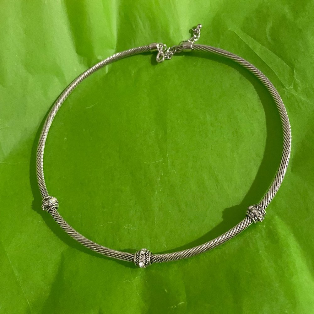 Silver Plate Neck Wire With Simulated Diamond Sta… - image 8